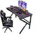 Gaming Desk Decorative Accessories Set With Monitor Keyboard Mouse RGB Lights And Chair